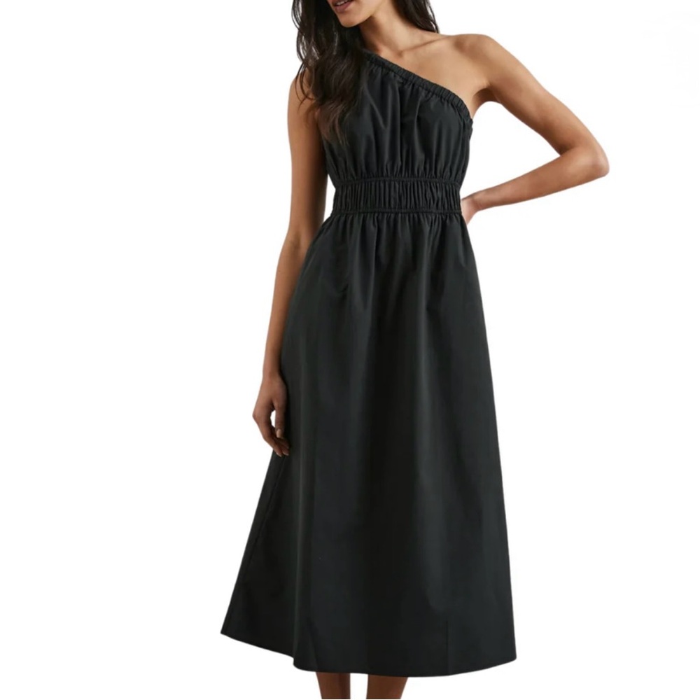 Rails “Selani” Black Asymmetrical One-Shoulder Ruched Dress - size Small
